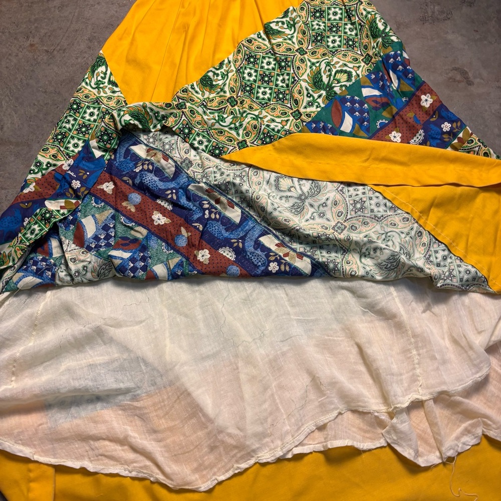 Vintage 70s Rinky Dink California Boho Maxi Skirt Patchwork Floral Print Medium - Picture 6 of 8